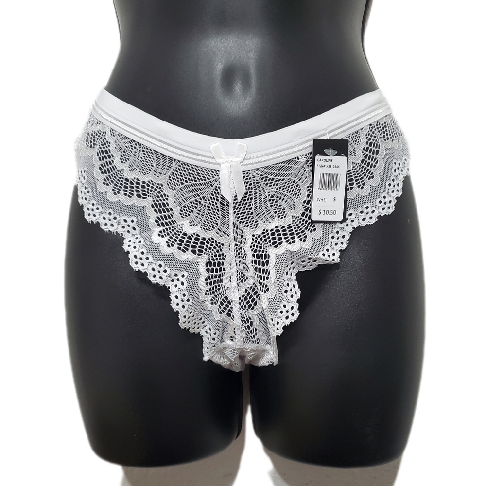 2/$15 Caroline Frederick's Of Hollywood White All-Over Lace Panty Size Large